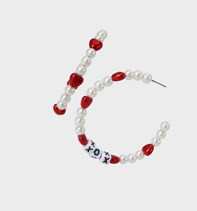 Red Betsey Johnson Red Hot Hearts Hoops Women's Earrings | LOTG-32705