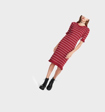 Red Betsey Johnson Sweet In Stripes Sweater Women's Dresses | KHQE-92538