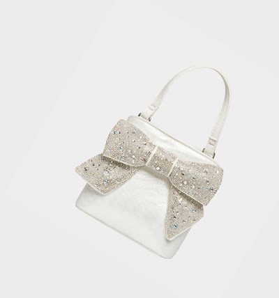 Silver Betsey Johnson Glitteratzi Bow Top Handle Bag Women's Crossbody Bags | CQWI-59023
