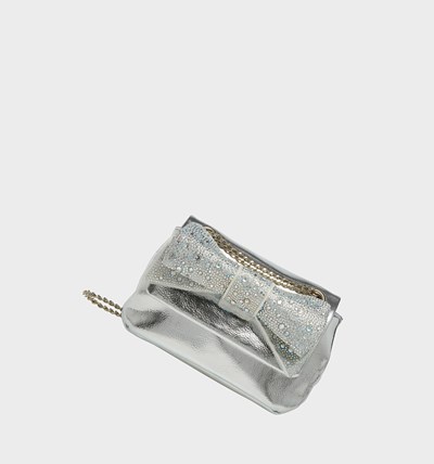 Silver Betsey Johnson Glitterazzi Bow Bag Women's Shoulder Bags | CDXT-56391