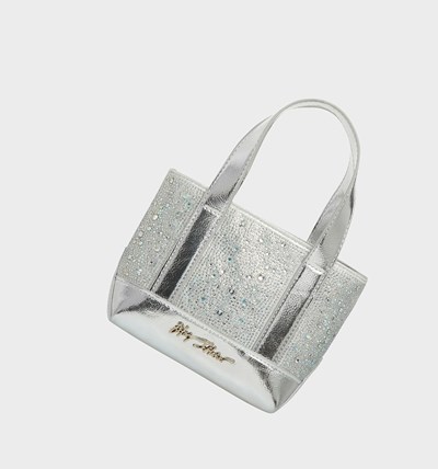 Silver Betsey Johnson Rhinestone Micro Women's Tote Bags | XTID-90823