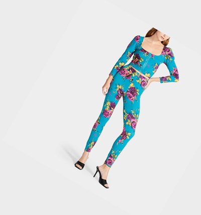 Turquoise Betsey Johnson Pretty In Punk Vintage Inspired Legging Teal Women's Bottoms | UCYW-60279