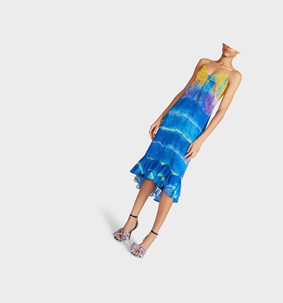 Turquoise Betsey Johnson Rainbow Water Midi Teal Women's Dresses | FYEW-47398