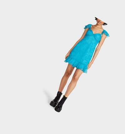 Turquoise Betsey Johnson Summer Romance Mini Women's Dresses | VYCT-47501