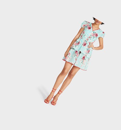 Turquoise Betsey Johnson Time For Tea Mini Women's Dresses | TJNP-65810