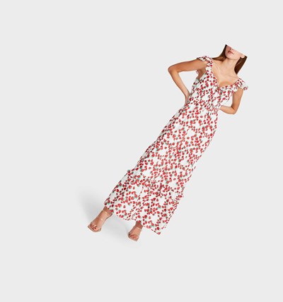 White Betsey Johnson Berries Jubilee Women's Dresses | CGWX-76348