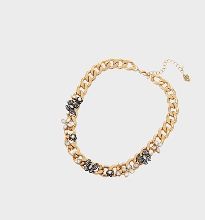 White Betsey Johnson Betseyton Butterfly Collar Crystal Women's Necklaces | TRCN-15743