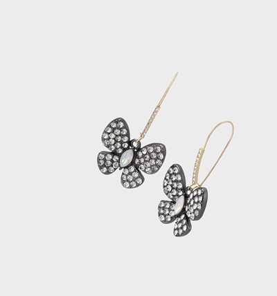 White Betsey Johnson Betseyton Butterfly Hook Crystal Women's Earrings | ZKYP-56309