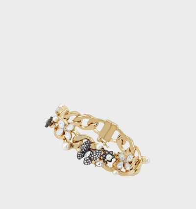 White Betsey Johnson Betseyton Chain Crystal Women's Bracelets | PWSA-36592