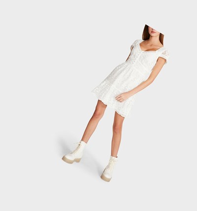 White Betsey Johnson Hooked Up Mesh Mini Women's Dresses | FXVG-72369