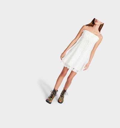 White Betsey Johnson Lace Tulip Mini Women's Dresses | BZVW-21096