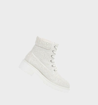 White Betsey Johnson Sb-hudsn Women's Boots & Booties | XVYI-52876