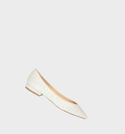 White Betsey Johnson Sb-jude Women's Flats | UHXD-58316
