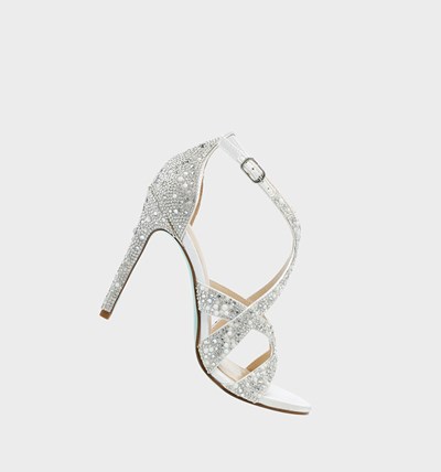 White Betsey Johnson Sb-miles Women's Heels | JDXG-65791