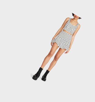 White / Black Betsey Johnson Pretty Polka Set Women's Tops | YABH-83057