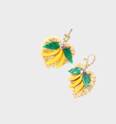 Yellow Betsey Johnson Island Time Banana Women's Earrings | CWOQ-91287