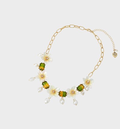 Yellow Betsey Johnson Island Time Flower Women's Necklaces | KGNU-06827